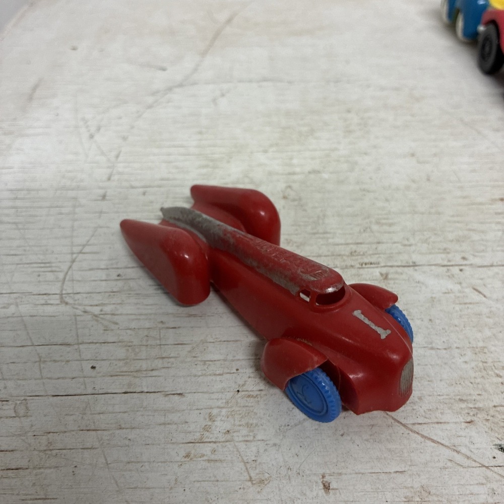Vintage 1950s Red & Silver Renwal Plastic SPEED KING Futuristic Race Car No. 1